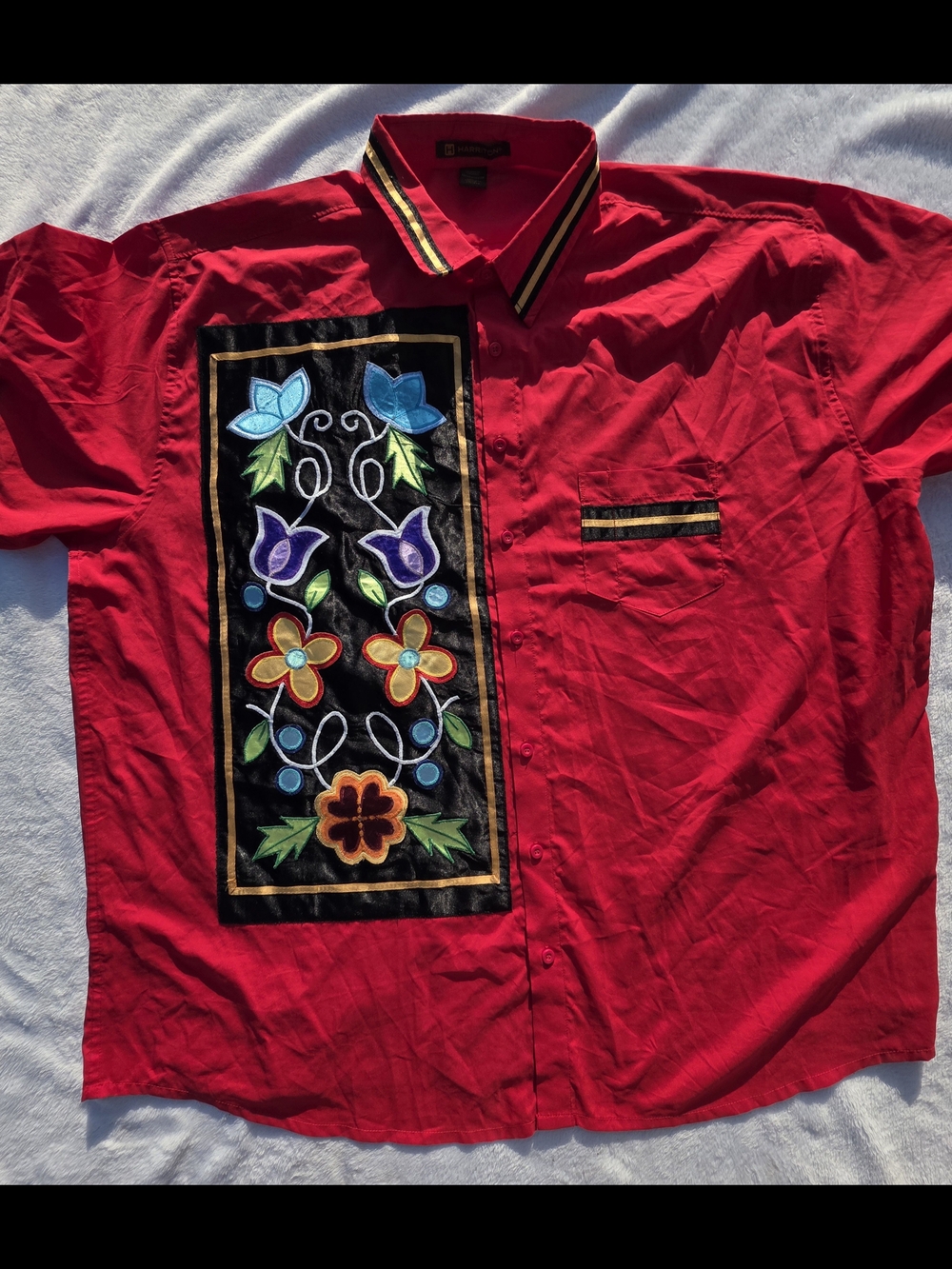 Harriton Men's 4XL Red Ribbon Style Button Up Shirt